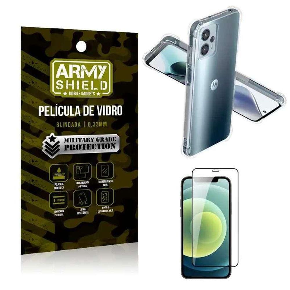 Kit Capinha Anti Shock Moto G13 + Película De Vidro 3D
