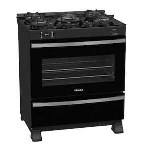 Fogao 5 Bocas Venax Maxi Vitreo Preto Fosco Gas Glp