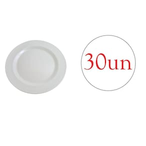 Prato Redondo De Melanina Branco Refeição Festa 22Cm - 30Un
