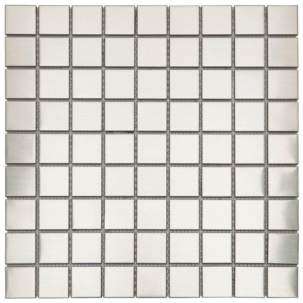 Pastilha de Aço Inox Metal Glass Mosaic Prata Escovado