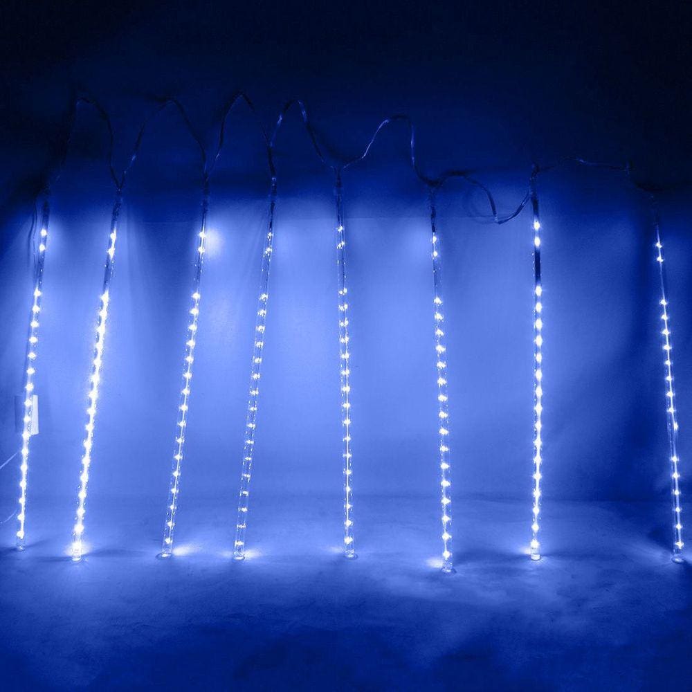 Cascata Pisca Pisca Chuva de Neve Natal 8 Tubos Azul 320 Leds Natalino