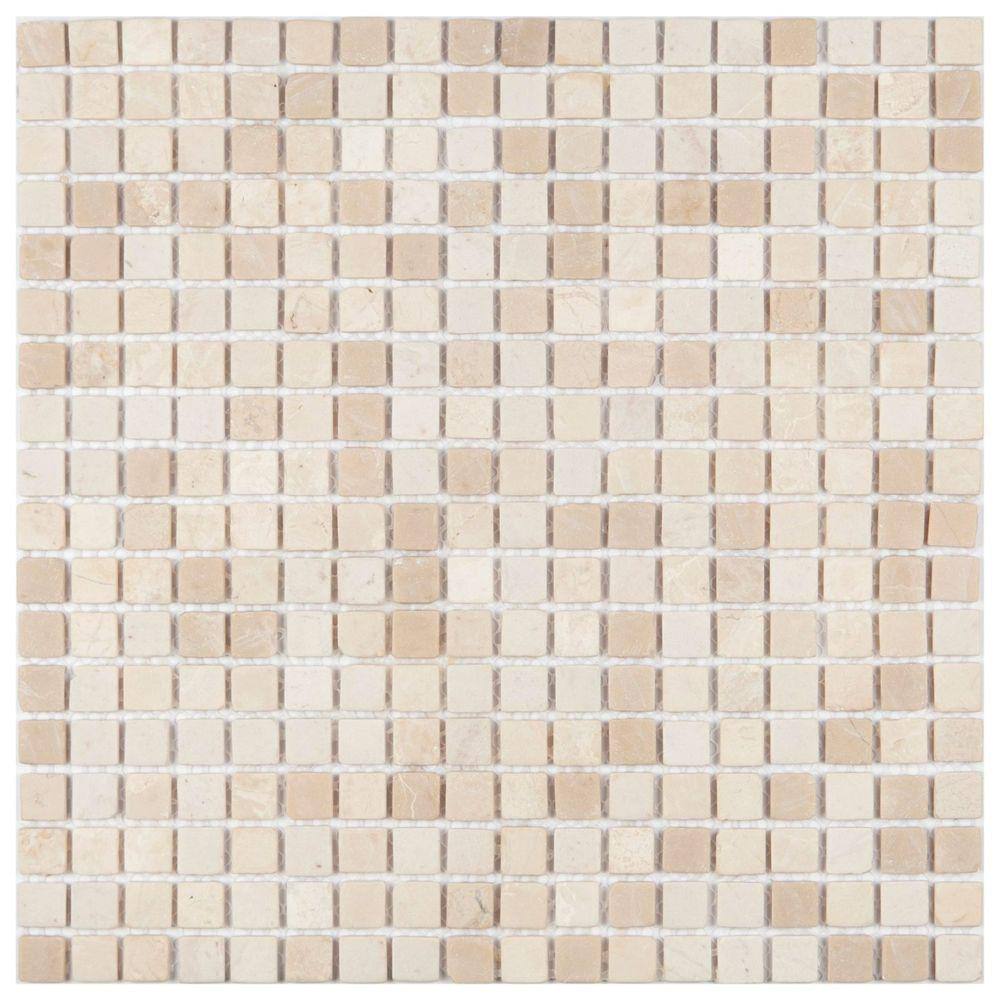 Pastilha de Mármore Slim Glass Mosaic Crema Marfil