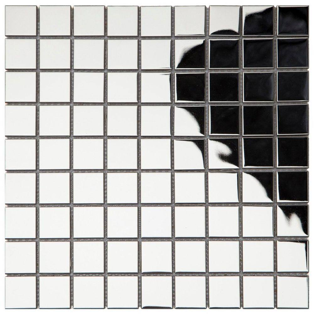 Pastilha de Aço Inox Metal Glass Mosaic Prata Espelhado