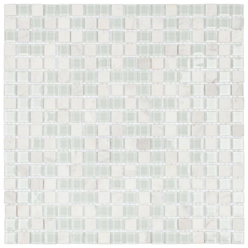 Pastilha de Mármore e Vidro Slim Glass Mosaic Branco
