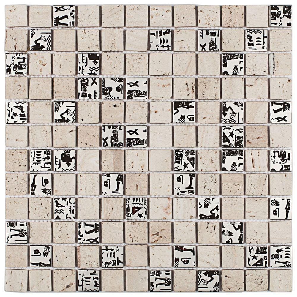 Pastilha de Mármore e Aço Inox Glass Mosaic Rose/Inox