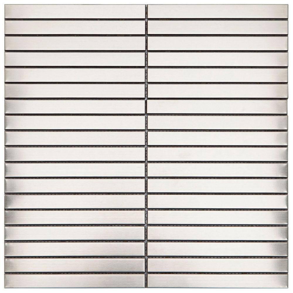 Pastilha de Aço Inox Metal Glass Mosaic Prata Escovado
