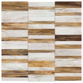 Pastilha de Vidro Caravaggio 30,1 x 29,9cm Bege/Branco/Marron