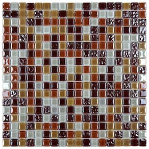 Pastilha de Vidro Miscelanea Metal 30x30cm 1,5x1,5 Bege/Branco