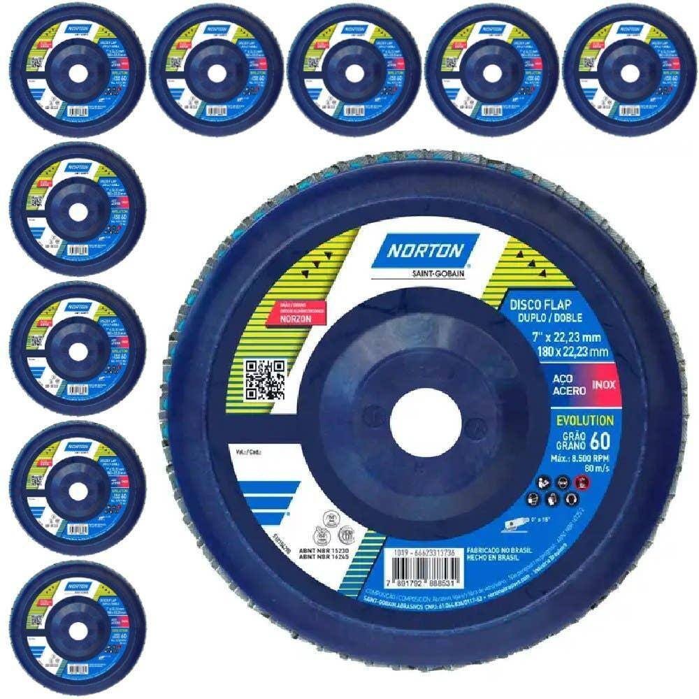 Disco de Lixa Flap 7 POL Grão 60 com 10 Unidades NORTON