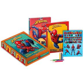 Box Com Livros De Histórias E Colorir Do Homem-aranha
