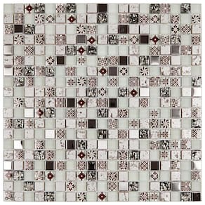 Pastilha de Mármore com Vidro e Metal Machhu Picchu Branco/Vermelho/Metal