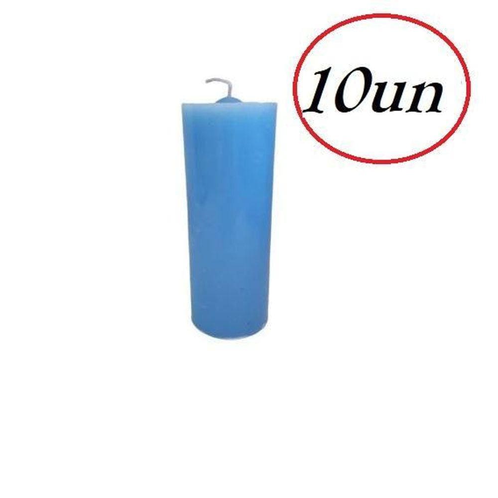 Vela Azul Claro De 3 Dias 125 Gramas Cada- Kit 10 Unidades