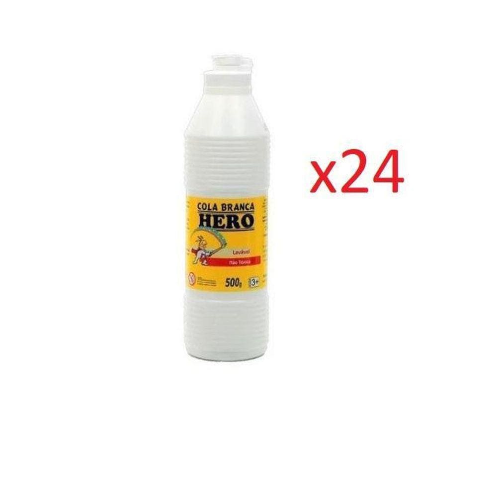 Cola Branca Escolar 500Gr - Marca Hero - Kit 24 Frascos