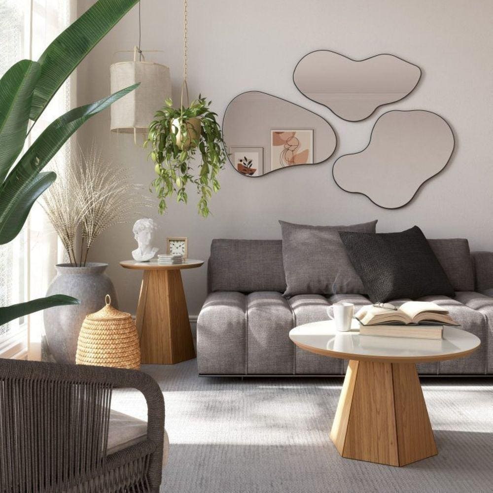 Kit 3 Espelhos Painel Decorativo Orgânico Preto
