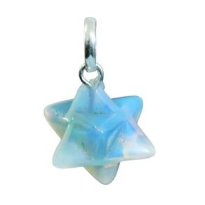 Colar Merkaba Pedra da Lua Opalina Pino e Presilha Prata 950