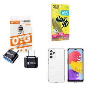 Kit Usb Para Tipo C + Capinha Samsung M13 + Película 9D