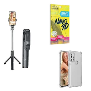 Kit Tripé De Selfie + Capinha Motorola G20 + Película 9D