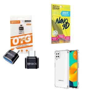 Kit Usb Para Tipo C + Capinha Samsung M32 + Película 9D