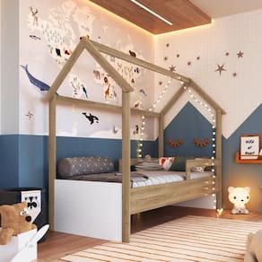 Cama Infantil Montessoriana Aveiro Oak/Branco