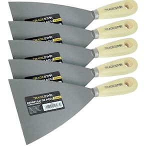 Kit 5 Espátula 12cm Aço Gesso Massa Corrida Multiuso Drywal