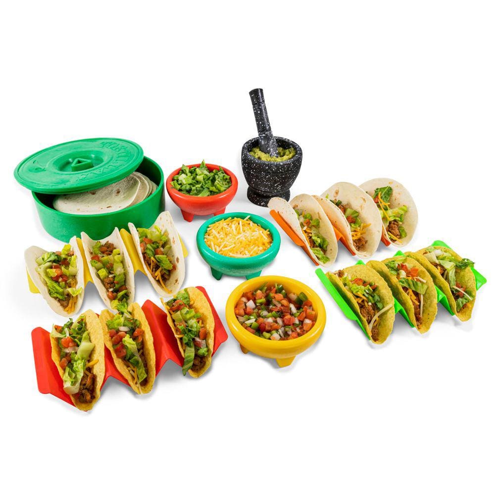 Conjunto de porções de taco Nostalgia Taco Tuesday com aquecedor de tortilhas