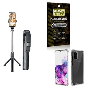 Kit Tripé De Selfie + Capinha Samsung S20 Plus + Película 3D