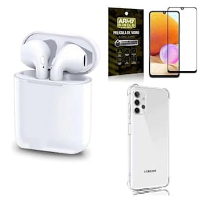 Kit Fone Sem Fio Tws Gold Samsung A32 4G + Película Vidro 3D