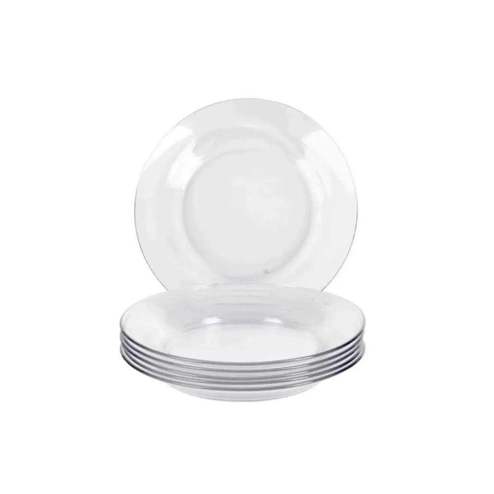 Kit Jogo De Pratos Liso Fundo 6 Unidades Restaurante Buffet