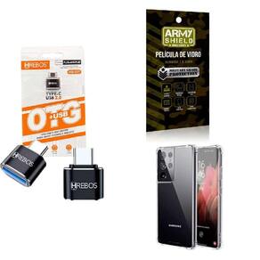 Kit Usb Para Tipo C + Capinha Samsug S21 Ultra + Película 3D