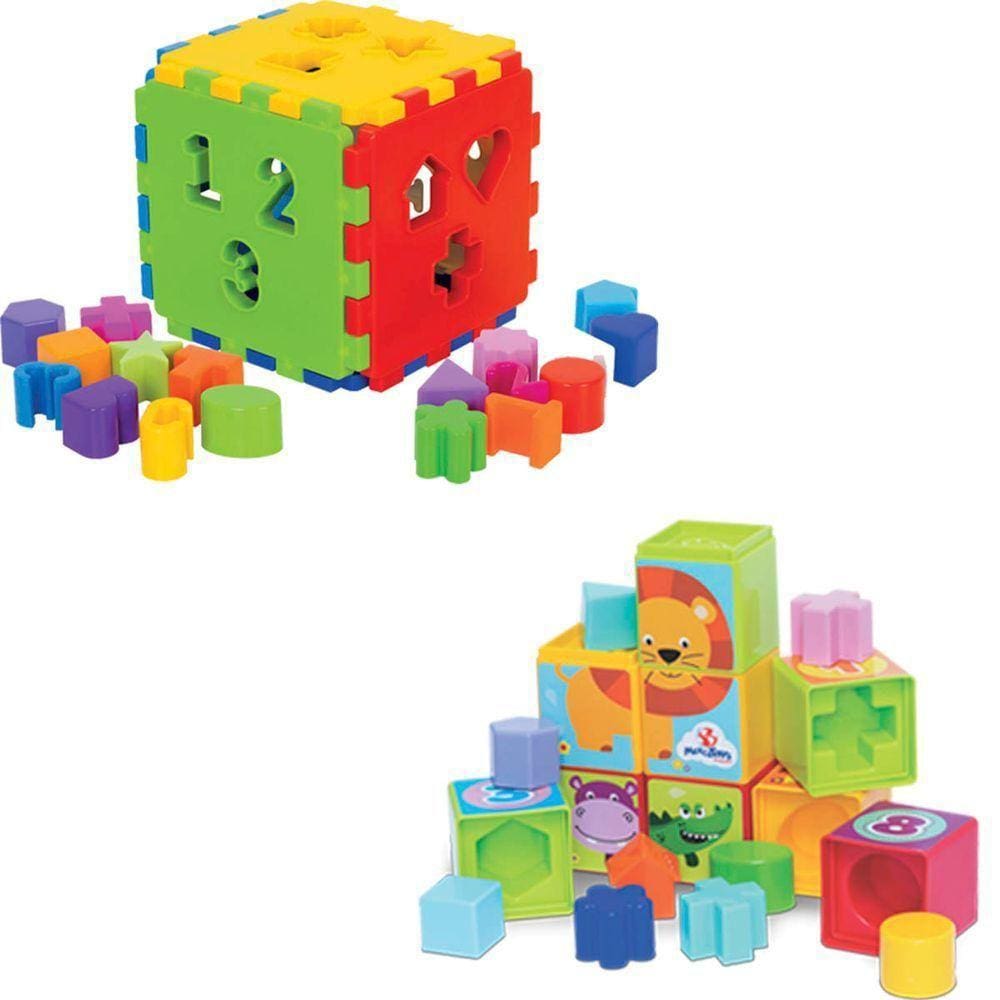 Brinquedos Para Bebês Cubo + Cubinhos 5 Em 1