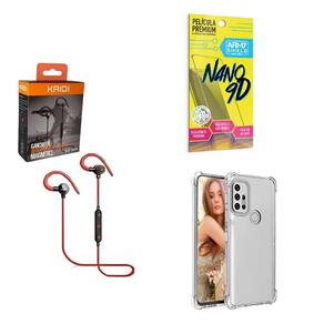 Kit Capinha Motorola G10 Fone Bluetooth E Película 9D