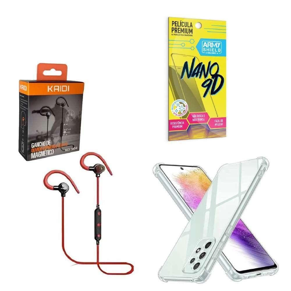 Kit Capinha Samsung A73 Fone Bluetooth E Película 9D