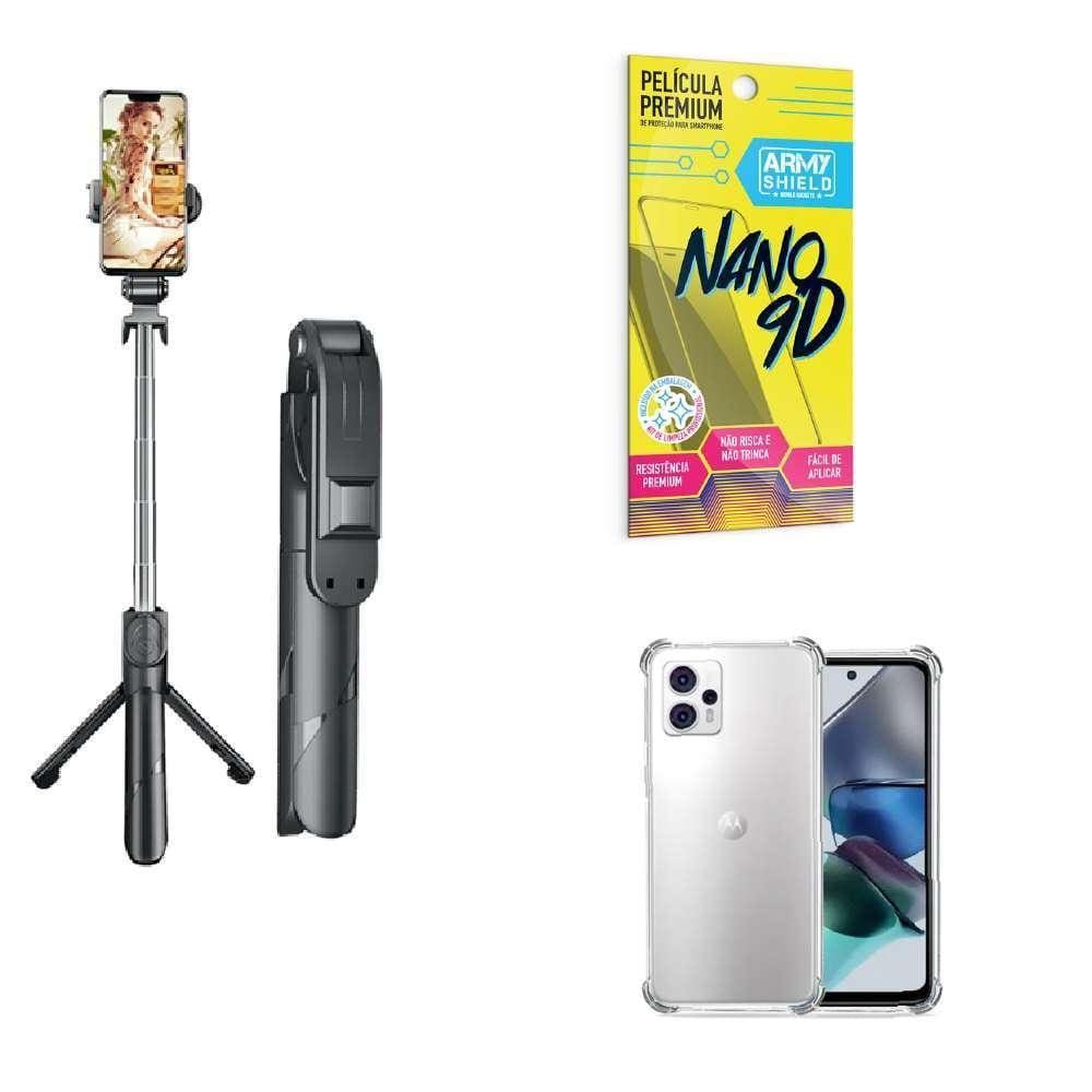 Kit Tripé De Selfie + Capinha Motorola G23 + Película 9D
