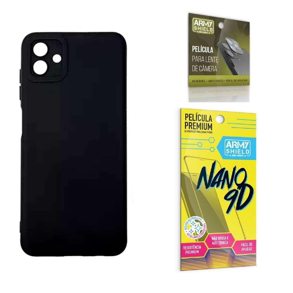 Capinha Silicone Aveludada + Película 3D - Qualidade