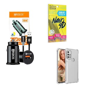 Kit Carregador Veicular + Capinha Motorola G20 + Película 9D