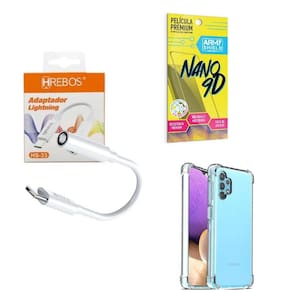 Capinha Samsung A324G + Adaptador P2 P Tipo C + Película 9D