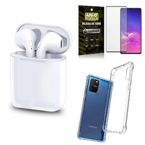 Kit Fone Sem Fio Tws Gold Samsung S10 Lite + Película 3D