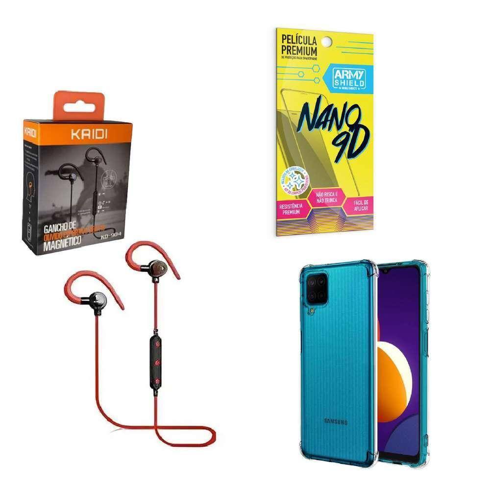 Capinha Samsung M12 Fone Bluetooth E Película De Cerâmica 9D