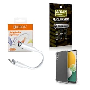 Capa Samsung A135G + Adaptador P2 Para Tipo C + Película 3D