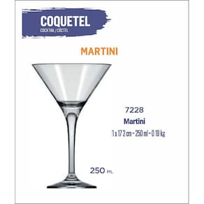 06 Copos Martini 250Ml - Coquetel - Margarita