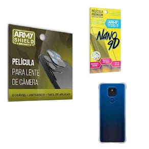 Película De Câmera E Tela Moto E7 Plus + Capinha Antishock