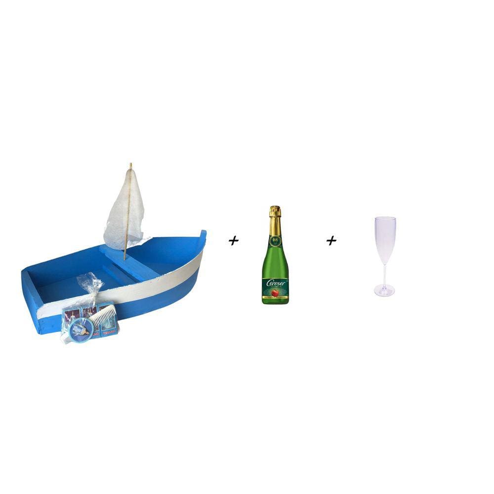 Kit Barco Yemanjá 30Cm + Kit+ Cidra+ Taça- Oferenda Ano Novo