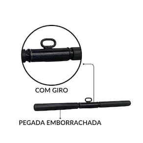 Puxador Barra Pulley Reto Com Giro De 50cm Pegada Emborrachada Musculação Esporte Academia