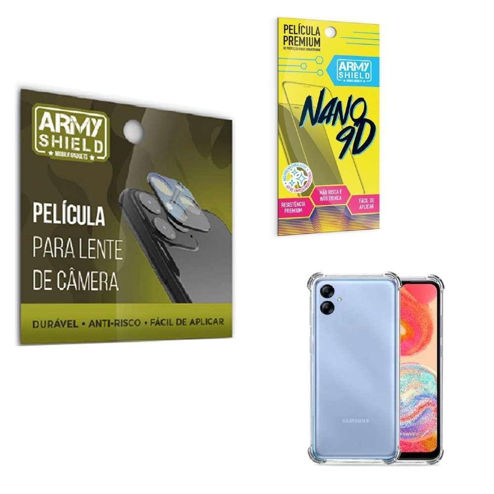 Kit Película De Câmera Samsung A04 E Com Capinha Anti Shock