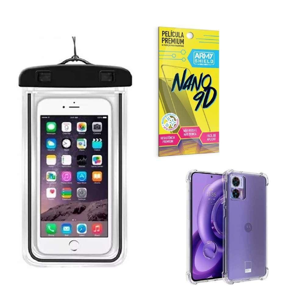 Capa Moto Edge 30 Neo + Capa Prova Dágua + Película Nano 9D