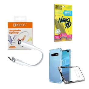 Capa Samsung S10Plus + Adaptador P2 P Tipo C + Película 9D