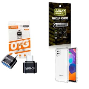 Kit Usb Para Tipo C + Capinha Samsung A12 + Película 3D