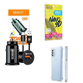 Kit Carregador Veicular + Capinha Motorola G52 + Película 9D
