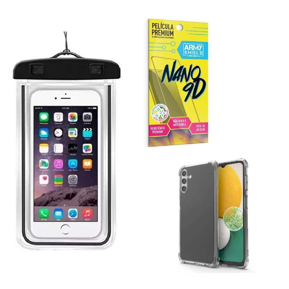 Capinha Samsung A13 5G + Capa Prova Dágua + Película Nano 9D