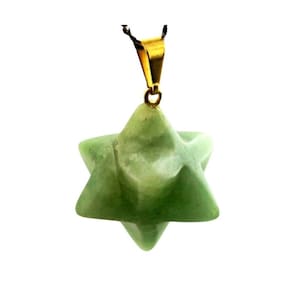 Colar Merkaba Pedra Amazonita Verde Pino Presilha Prateado